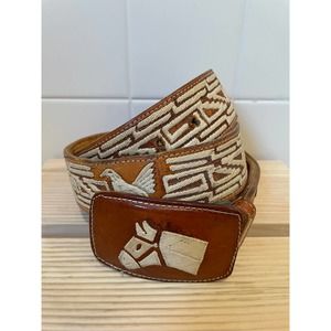 Cinto Pinteado Mexican Leather Cactus Fiber Belt 38"